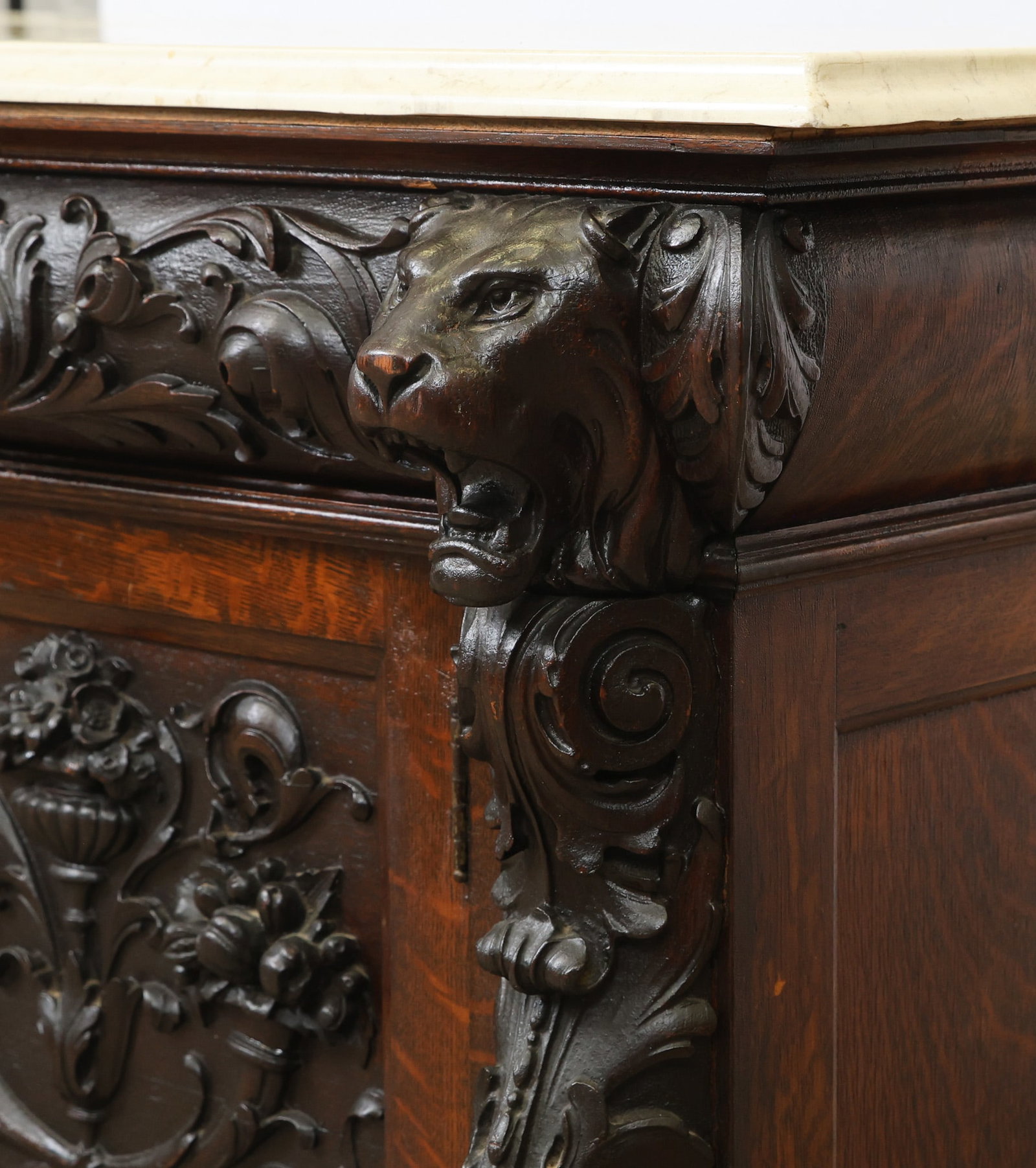Carved Oak Sideboard - 6