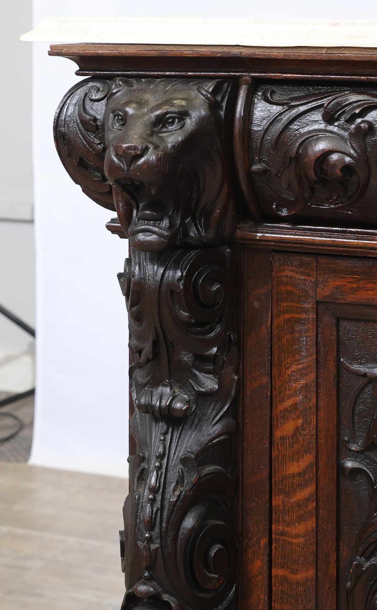 Carved Oak Sideboard - 8