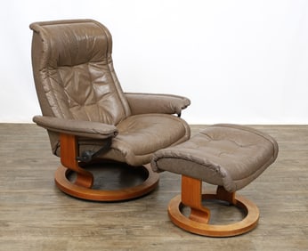 Ekornes "Stressless - Royal" Reclining Chairs and Ottoman