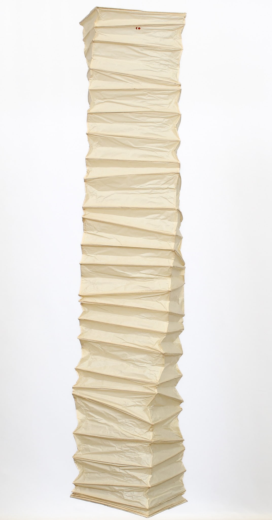Isamu Noguchi "Akari" Pendant Light Shade M: Washi paper over bamboo ribs with metal collar, designed by Noguchi, made by Ozeki, for use as a hanging pendant or floor lamp. Stamped sun & moon logo. Includes original Akari box and paperwork. A