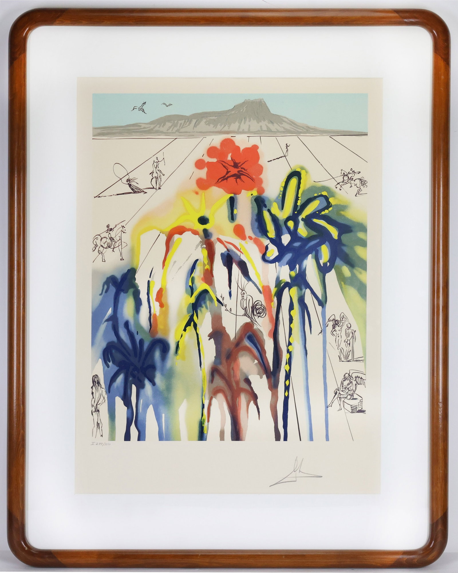 Salvador Dalí (1904-1989): Lithograph in colors on Arches paper, "Diamond Head", 1980. Pencil signed and numbered, Ed. I 277/350, 22 7/8"h x 17 7/8"w and 36.75"h x 29"w framed