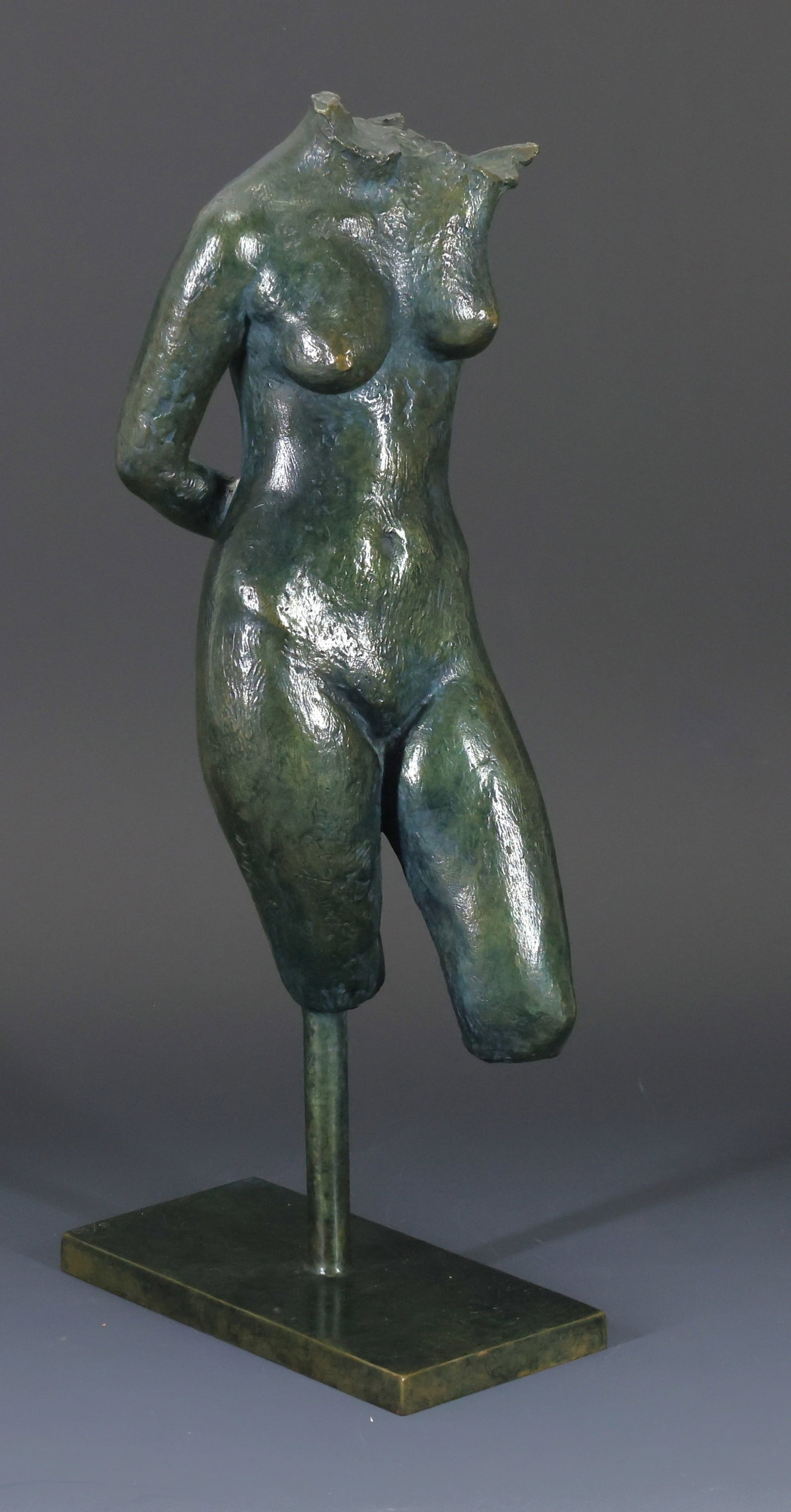 Antonio Salemme (1892 - 1995): Bronze sculpture, a Neoclassical nude female body mounted to a stand. Impressed signature to the leg, numbered 6/10, and with CRF foundry mark to the base. 13.5"h x 3.5"w x 6"d