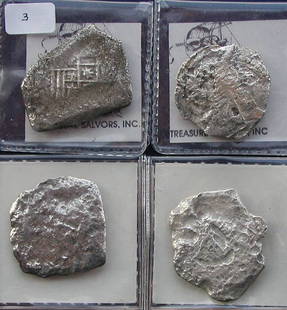 4 1715 Fleet 8 Reales.: 4- 8 reale from the 1715 fleet, grade IV and no grade, approx. 45 grams.