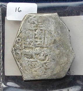 1715 Fleet 8 Reale.: 8 reale pieces from the 1715 fleet, Mexico, Philipe V, Assayer J, weight 24.38 grams. Alderfer grade III.