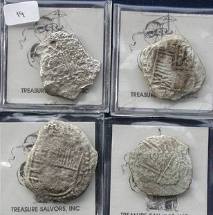 4 Santa Margarita 8 Reales.: In 1980, Mel Fisher's Treasure Salvors, Inc. recovered treasures from the "Atocha's" sister ship, "Santa Margarita", which sank in the same 1622 storm as the Atocha. 4- 8 reale pieces: ID #549,