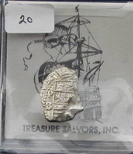 Santa Margarita 1 Reale Gr. II.: In 1980, Mel Fisher's Treasure Salvors, Inc. recovered treasures from the "Atocha's" sister ship, "Santa Margarita", which sank in the same 1622 storm as the Atocha. 1 reale, ID #9359, Philip, mint