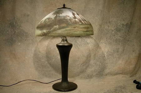 622: Reverse Painted Handel Table Lamp.