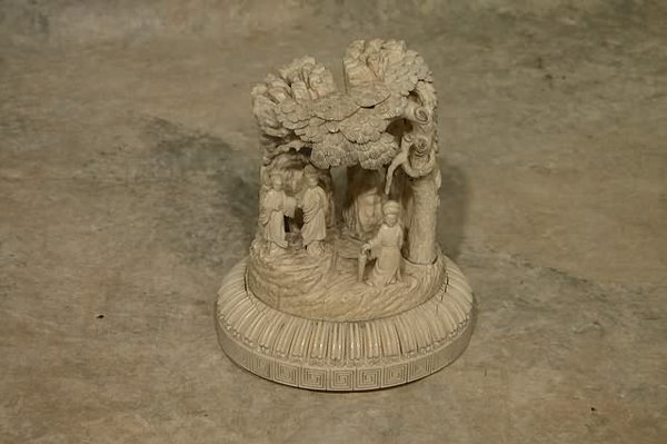 Carved Ivory Figural Group.