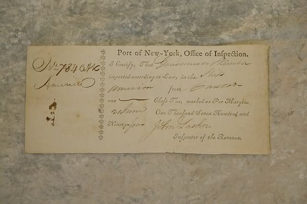18th Century US Port Inspection Document