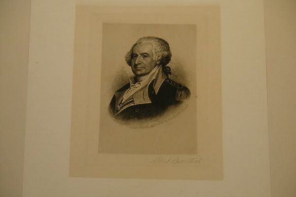 Albert Rosenthal Engraving of Thomas Mif: Etching of bust portrait of Thomas Mifflin in military uniform after painting by Gilbert Stuart, 1888. Etching is signed in pencil at lower right by Albert Rosenthal. Measures 12.5" x 9.5" and image s