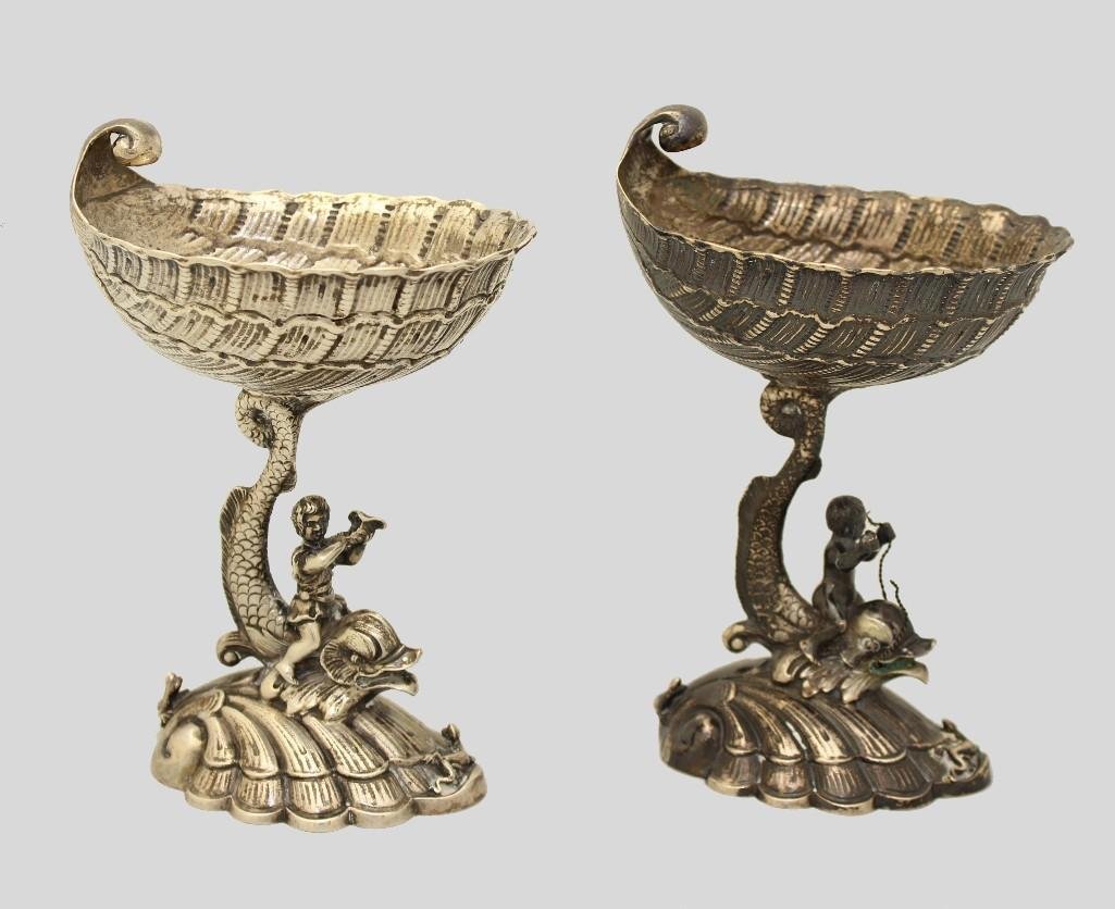 Pair of 800 Silver Shell Form Compotes (1 of 5)