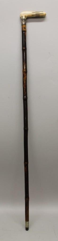 Carved Ivory and Silver Top Cane (1 of 3)