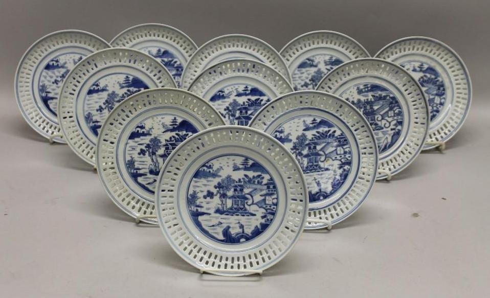 Set of Chinese Export Canton Reticulated Plates (1 of 3)
