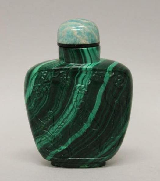 Chinese Malachite Carved Snuff Bottle (1 of 2)