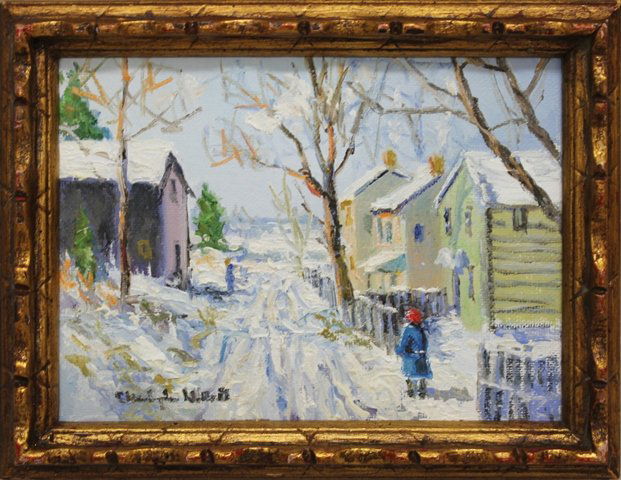 Christopher Willett (b.1959, Pennsylvania) Figure: Oil on board. Signed "Christopher Willett" in lower left. 6"h x 8"w