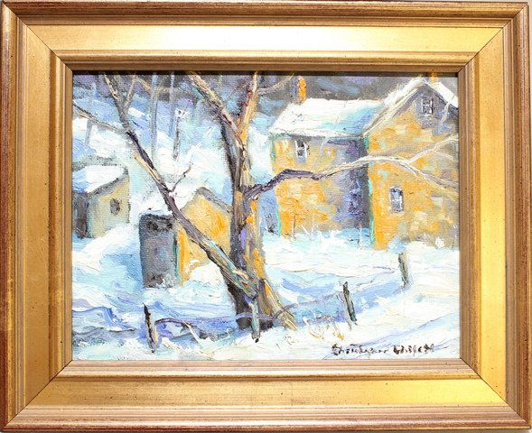 Christopher Willett (b.1959, Pennsylvania) "Back of Ed: Oil on board. Signed "Christopher Willett" in lower right. Titled on reverse. 6"h x 8"w