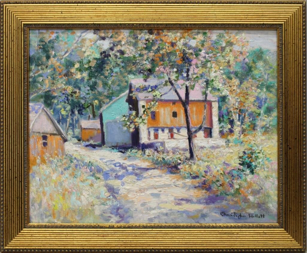 Christopher Willett (b.1959, Pennsylvania) "Thatcher: Oil on board. Signed "Christopher Willett" in lower right. Titled on reverse 11"h x 14"w