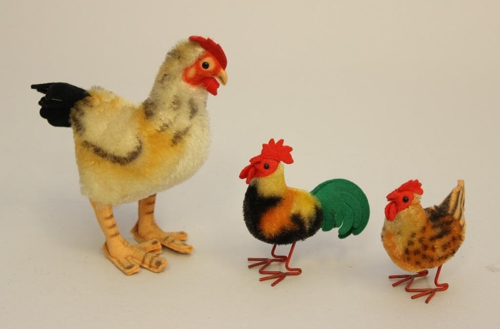 LOT OF (3) VINTAGE STEIFF MOHAIR DOMESTIC FOWL, (2) (1 of 1)