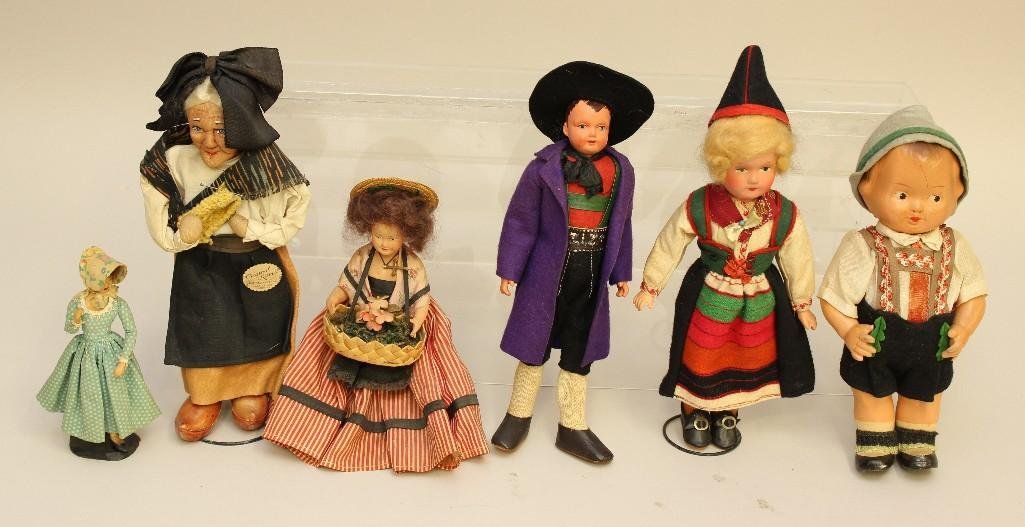 LOT OF (6) ALL ORIGINAL VINTAGE DOLLS: B. RAVCA, F. (1 of 3)