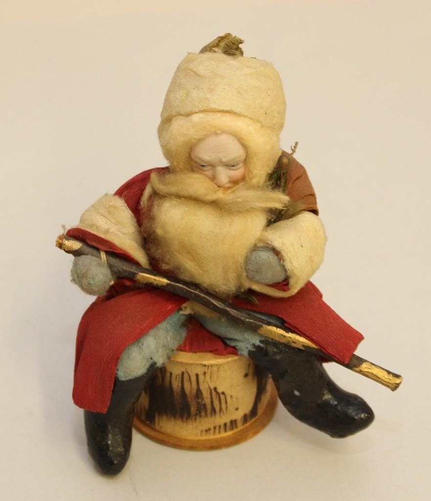 5" ANTIQUE BISQUE HEAD GERMAN CANDY CONTAINER: SANTA (1 of 4)
