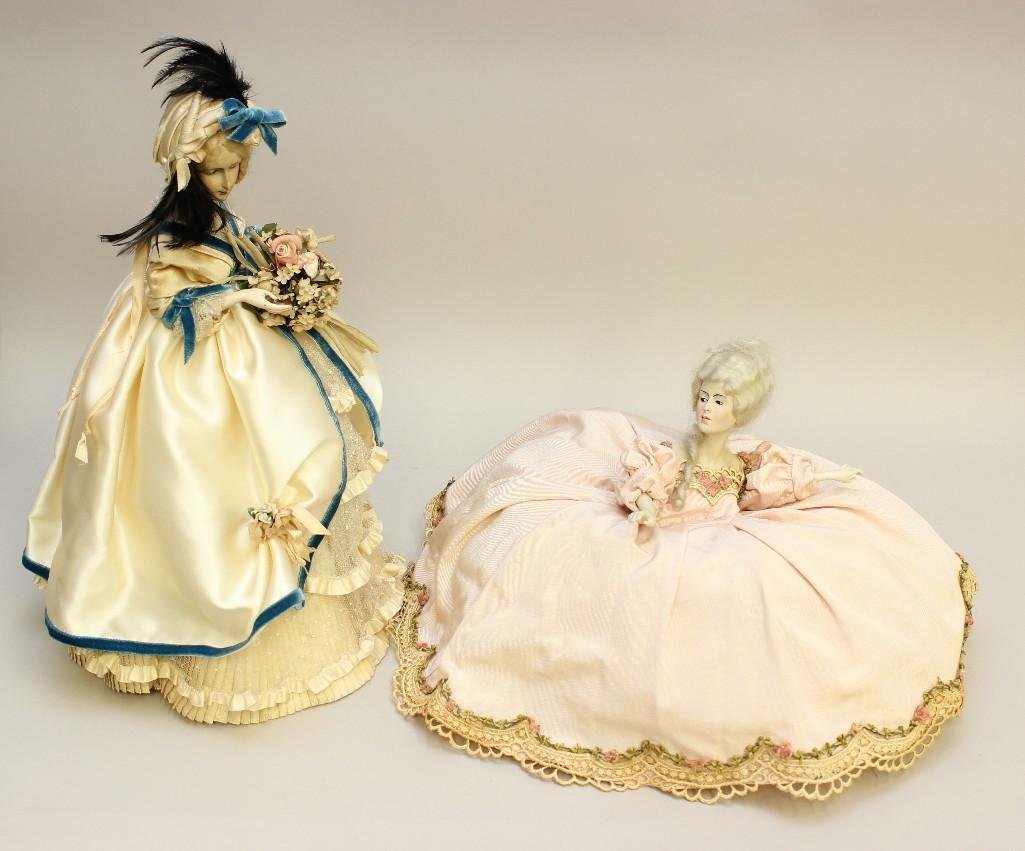PAIR OF UNUSUAL  LARGE COMPOSITE HALF DOLLS: PILLOW AND (1 of 3)