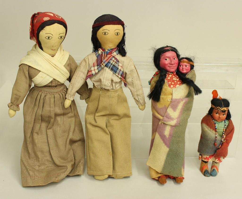 LOT OF (4) ALL ORIGINAL NATIVE AMERICAN DOLLS INC. PAIR (1 of 4)
