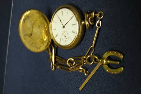 Pocket Watch.: Elgin National Watch Co., movement #14684298, Roman numeral dial. Case J. Boss, 20 year warranted, #8081941.