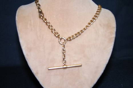 Watch Chain.: 14K yellow gold, 16 1/2" long. 26.2dwt.