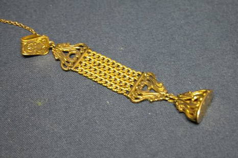 Watch Chain with Fob.: Victorian style with monogram, "WMC" on clasp. G.F.