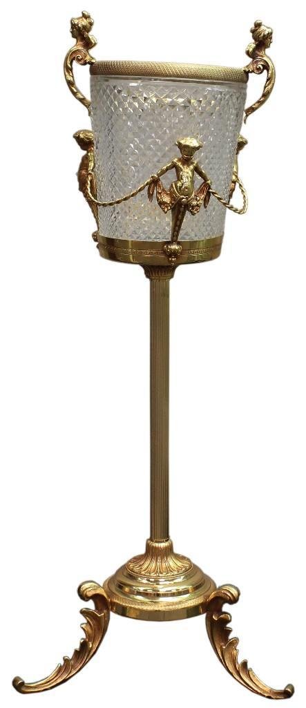 Crystal Ice Bucket on Ornate Gilt Stand (1 of 1)