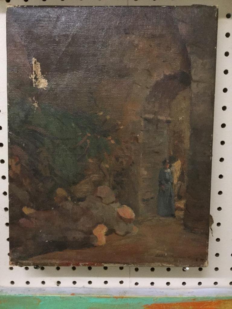 Edith Mann. Woman in Doorway.: Oil on canvas. SLR. 14"h x 11"w.