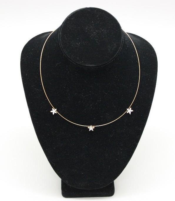 Gold Necklace with Floral CZ Design (1 of 3)