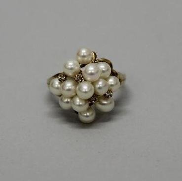 Pearl and Diamond Cluster Ring (1 of 2)