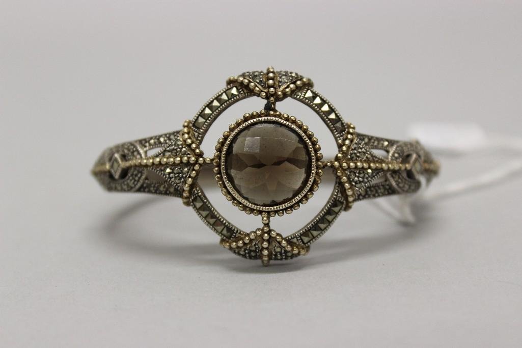 Smoky Quartz and Marcasite Bracelet (1 of 1)