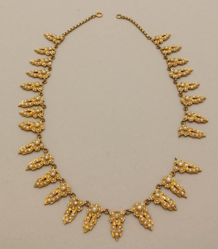 Gold Necklace with Seed Pearls (1 of 1)