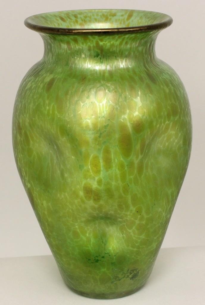 Loetz Green Iridescent Art Glass Vase (1 of 4)