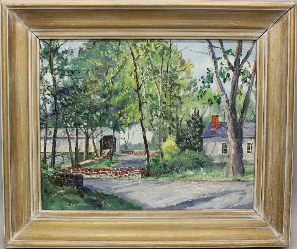 Walter Emerson Baum (1884-1956, Pennsylvania) "Covered: Oil on canvas. Signed "W E Baum" in lower left. 16"h x 20"w.