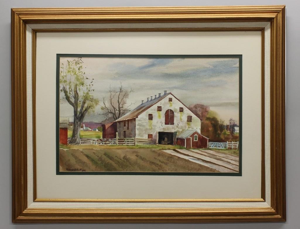 Ranulph Bye (1916-2003, Pennsylvania/New Jersey). White: Watercolor on paper. Signed "Ranulph Bye" in lower left. 12"h x 18.5"w.