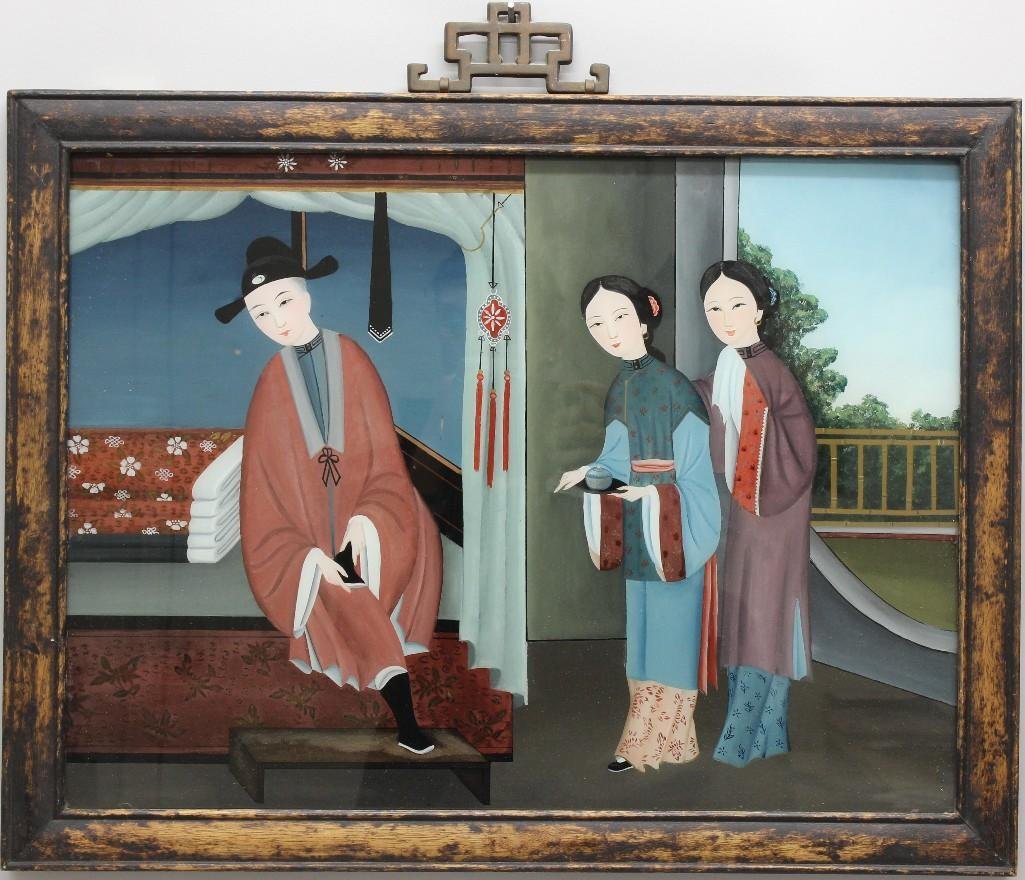 Chinese Export, Reverse Painting. Interior View (1 of 2)