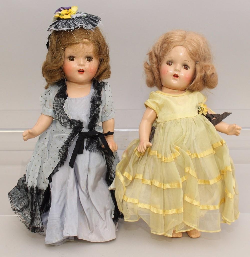 PAIR OF UNMARKED 13", 15" COMPOSITION DOLLS WITH (1 of 5)