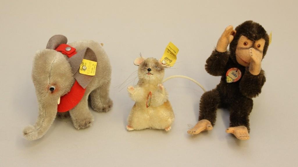 LOT OF VINTAGE MOHAIR STEIFF: 3 PCS. - "PIEPS" MOUSE, (1 of 1)