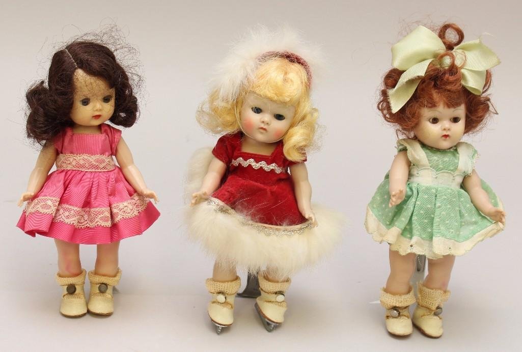LOT OF (3) 8" 1950's HARD PLASTIC DOLLS: GINNY & (1 of 10)