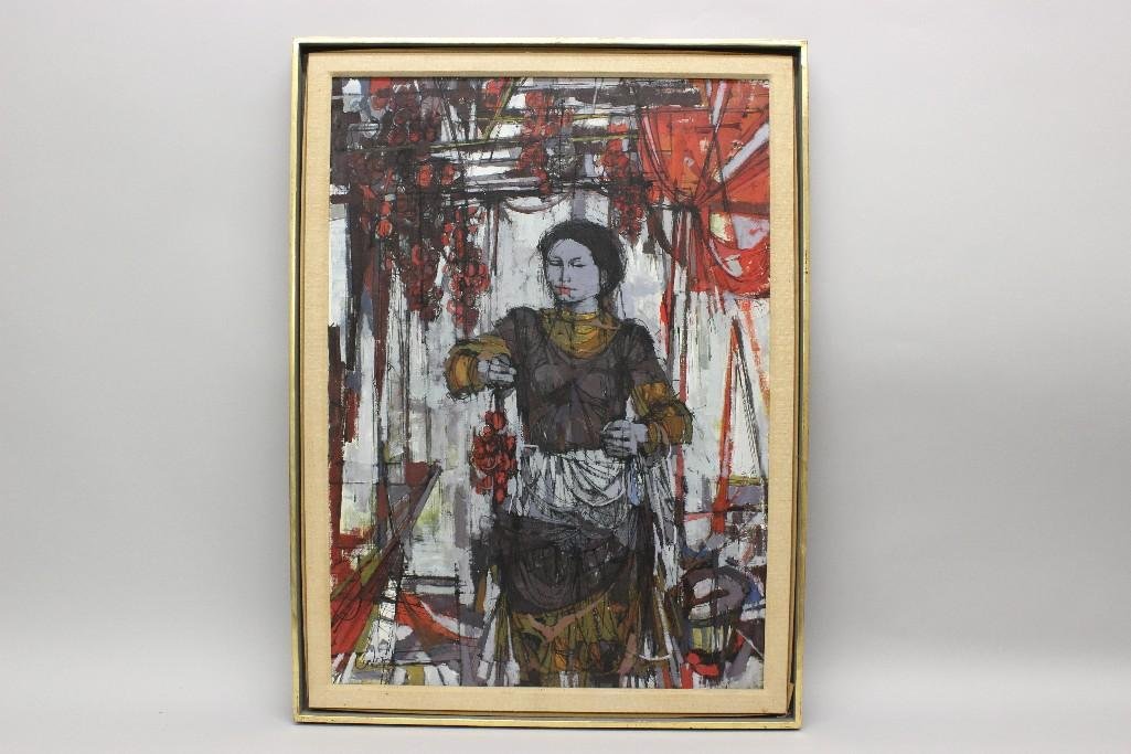 Larry Cabaniss (20th c.) "Woman with Tomatoes & Onions" (1 of 3)