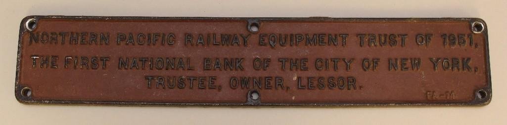 Northern Pacific Railway Trust Plate (1 of 2)