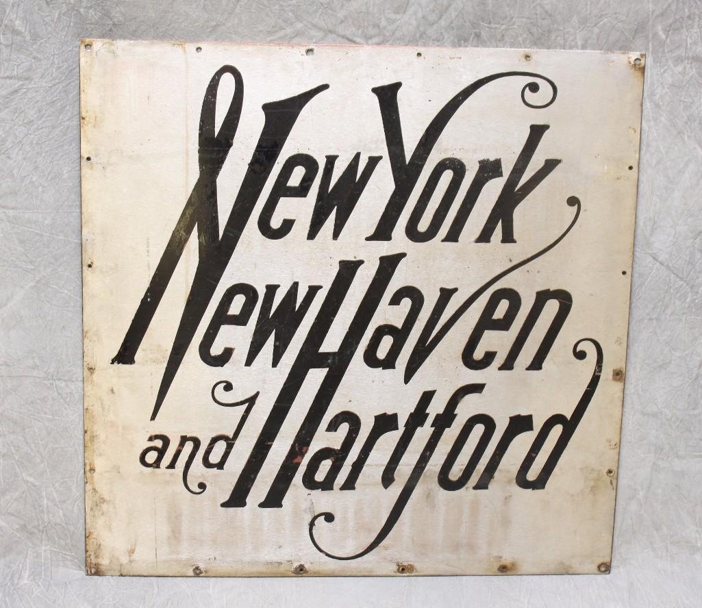New York New Haven and Hartford Railroad Sign: 24"h x 24"w.