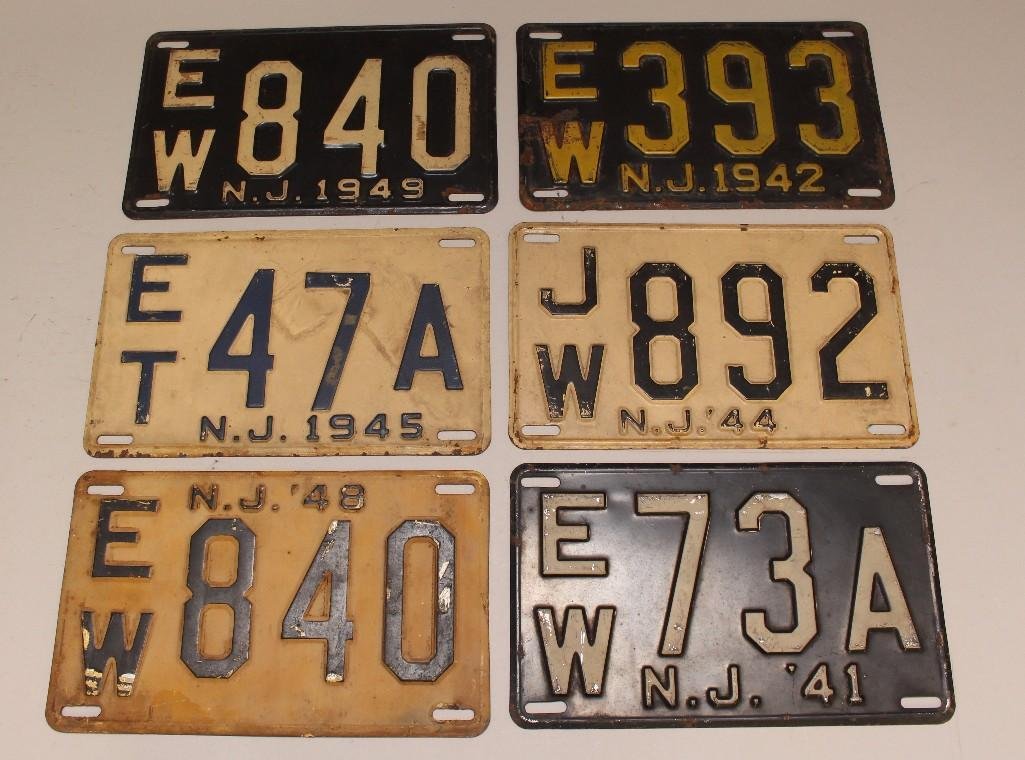 Grouping of 1940's New Jersey License Plates (1 of 3)