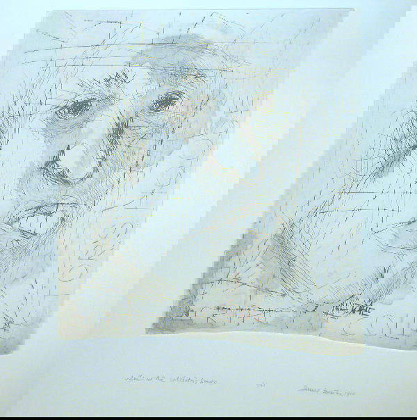 Sam Maitin.: Titled, "Critic at the Collector's House", etching, no. 2/30, 17" x 14 3/4" image size, 28 1/2" x 22 1/4" sheet size, pencil titled, LL, numbered LC and S&DLR, "Sam Maitin 1964". Artist: b. 1923, Penn
