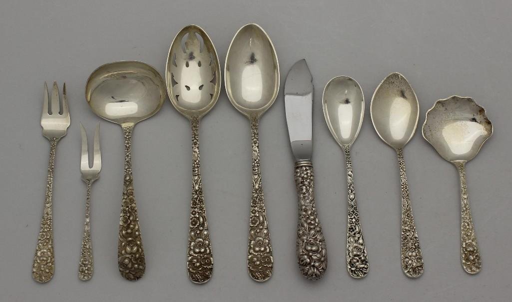 Sterling Silver "Stieff Rose" Nine Piece Serving Set (1 of 4)