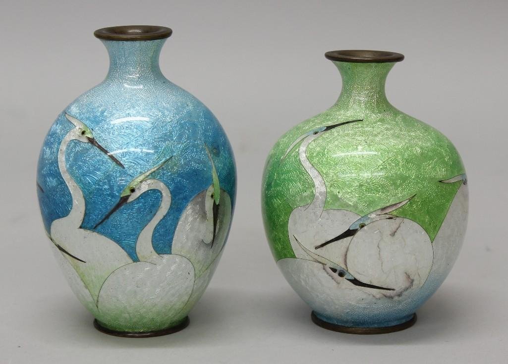 Pair of Japanese Cloisonne Vases (1 of 3)