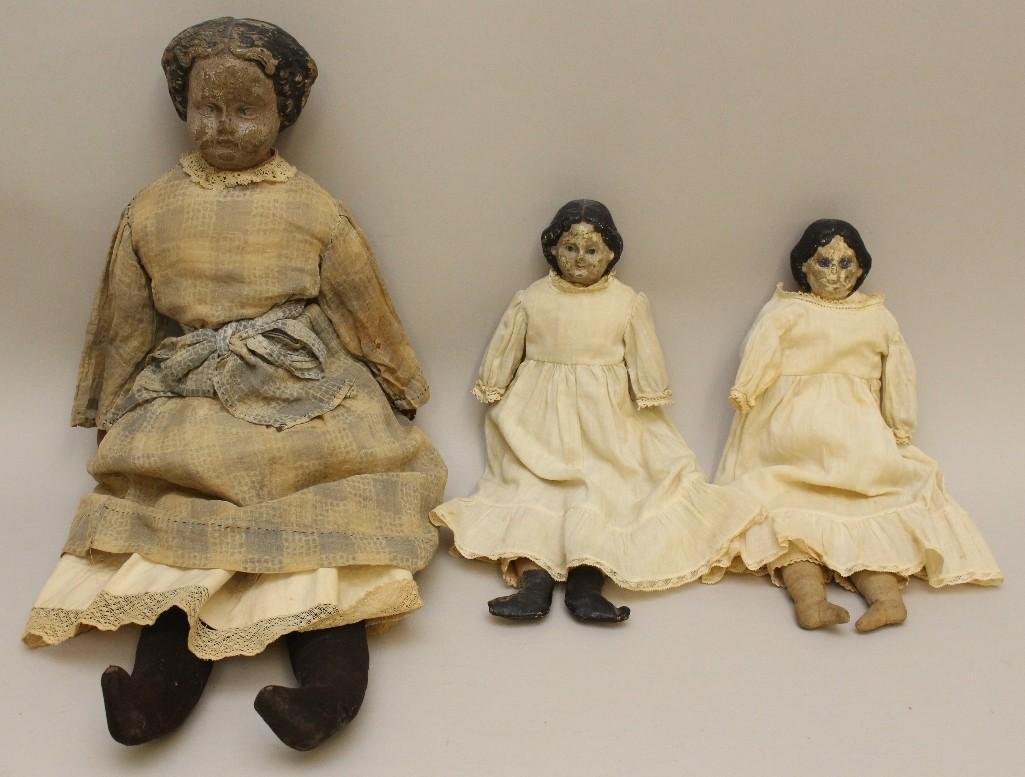 LOT OF (3) UNMARKED GREINER TYPE PAPIER MACHE SHOULDER (1 of 4)